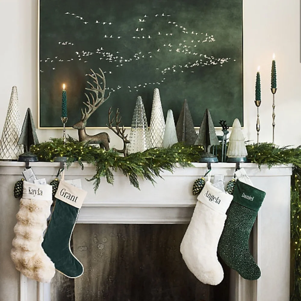 New! 🎄✨📯Crate&Barrel Cream Holiday Stocking in Ivory White Faux Fur